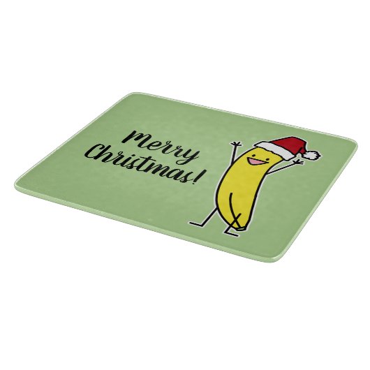バナナのサンタの帽子の元気づけるクリスマスの休日 カッティングボード (角)