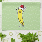 バナナのサンタの帽子の元気づけるクリスマスの休日 キッチンタオル (折り畳み)