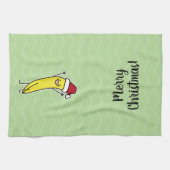バナナのサンタの帽子の元気づけるクリスマスの休日 キッチンタオル (横)