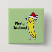 バナナのサンタの帽子の元気づけるクリスマスの休日 缶バッジ (正面)