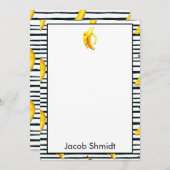 バナナのストライプなキャンプの文房具 サンキューカード (正面/裏面)