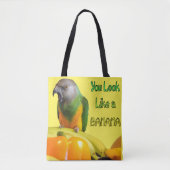 バナナのセネガルのオウムおよびフルーツのように見えます トートバッグ (正面)