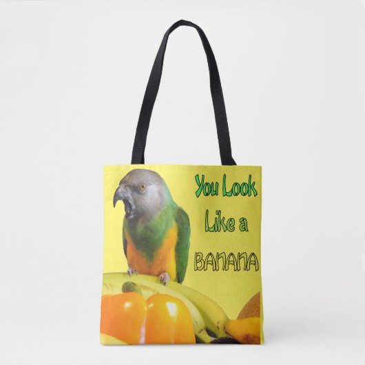 バナナのセネガルのオウムおよびフルーツのように見えます トートバッグ (正面)