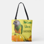 バナナのセネガルのオウムおよびフルーツのように見えます トートバッグ (裏面)