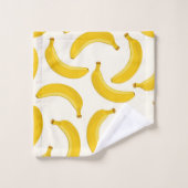 バナナのトロピカル・フルーツのプリント、黄色および白 バスタオルセット (ウォッシュタオル)