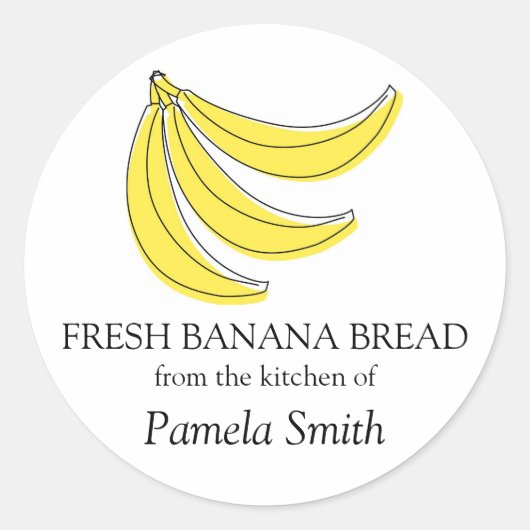 バナナのパンのラベル、キッチンから… ラウンドシール (正面)