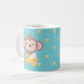 バナナのマグを持つかわいいかわいい猿 コーヒーマグカップ (正面左)