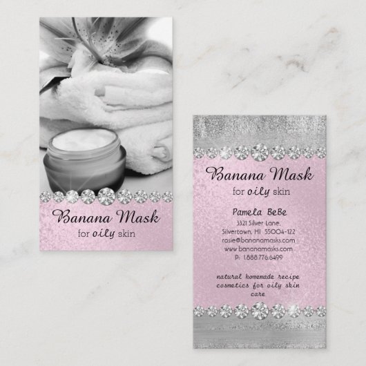 バナナのマスクのSkincareのクリーム色の手製のスパのレシピの油 名刺 (正面/裏面)