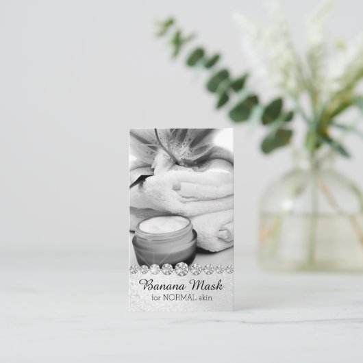 バナナのマスクのSkincareのクリーム色の手製のレシピのマッサージ 名刺 (スタンド正面)