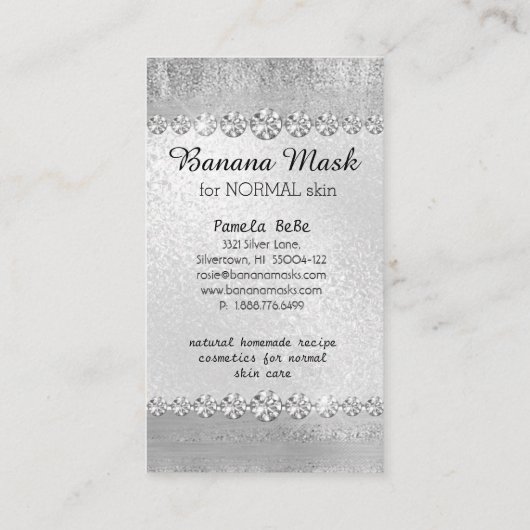 バナナのマスクのSkincareのクリーム色の手製のレシピのマッサージ 名刺 (裏面)