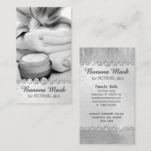 バナナのマスクのSkincareのクリーム色の手製のレシピのマッサージ 名刺 (正面/裏面)