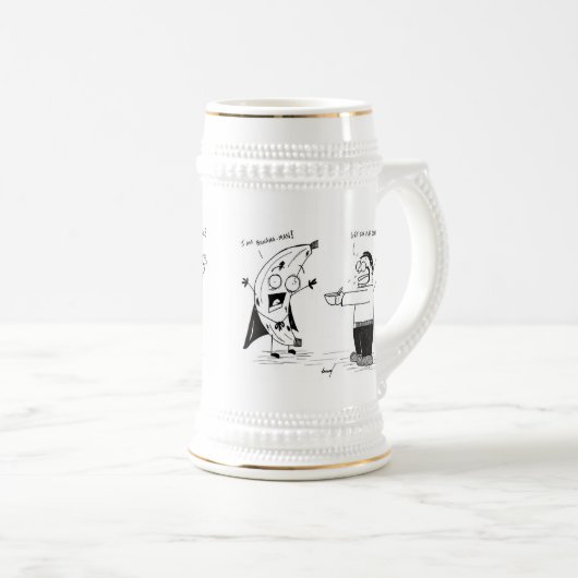 バナナの人のおもしろいな漫画ステイン ビールジョッキ (正面右)