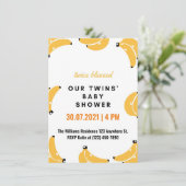 バナナの双子の赤ちゃんシャワーの招待状 案内状 (スタンド正面)