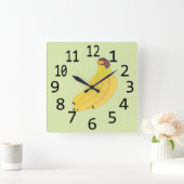 バナナの大絵画きな黒い数字 スクエア壁時計 (ホーム)