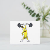 バナナの強度トレーニング バーベル付き ポストカード (スタンド正面)