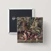 バナナの木の下で洗浄しているPhilippinoの女性18 缶バッジ (正面&裏面)