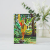 バナナの木の植物のカラフルな静物絵画 ポストカード (スタンド正面)