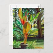 バナナの木の植物のカラフルな静物絵画 ポストカード (正面/裏面)