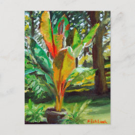 バナナの木の植物のカラフルな静物絵画 ポストカード