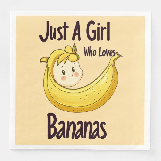 バナナの果物好きが大好きな、かわいい女の子 (正面)