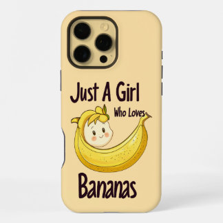 バナナの果物好きが大好きな、かわいい女の子 iPhone 16 PRO MAXケース