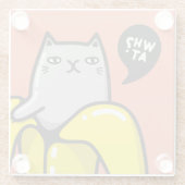 バナナの猫 ガラスコースター (裏面)