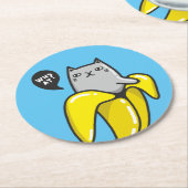 バナナの猫 ラウンドペーパーコースター (アングル)