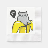 バナナの猫 縁ありカクテルナプキン (正面)