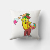 バナナの画家と絵筆 クッション (裏面)