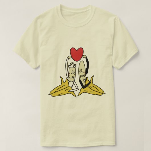 バナナの花嫁と花婿のかわいいアート Tシャツ (デザイン正面)