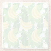 バナナの葉およびフルーツパターン ガラスコースター (裏面)