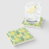 バナナの葉およびフルーツパターン ストーンコースター (横)