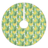 バナナの葉およびフルーツパターン ブラッシュドポリエステルツリースカート (正面)