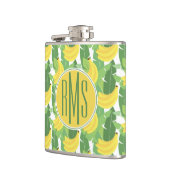 バナナの葉およびフルーツパターン|モノグラム フラスク (左)
