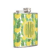 バナナの葉およびフルーツパターン|モノグラム フラスク (右)