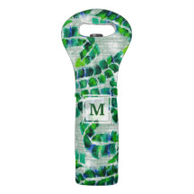 バナナの葉のモノグラムの手塗りの緑の植物