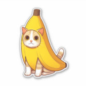 バナナの衣装を着た猫 シール (正面)