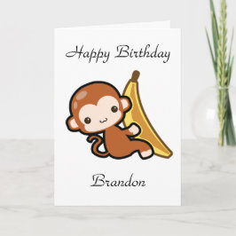 バナナの誕生日カスタマイズ可能なベビー猿のほんの少し カード