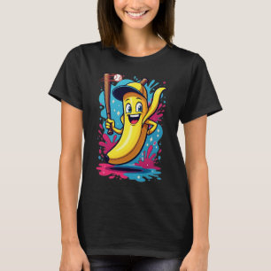 バナナの野球選手の面白いキャラクター – フルーツスポーツ Tシャツ
