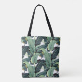 バナナはヤシの木に熱帯プリントのトートバックを去ります トートバッグ (裏面)