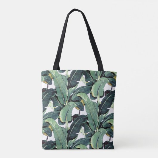 バナナはヤシの木に熱帯プリントのトートバックを去ります トートバッグ (裏面)