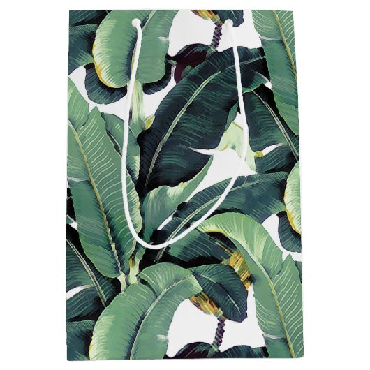 バナナはヤシの木に熱帯中型のギフトバッグを去ります ミディアムペーパーバッグ (正面)