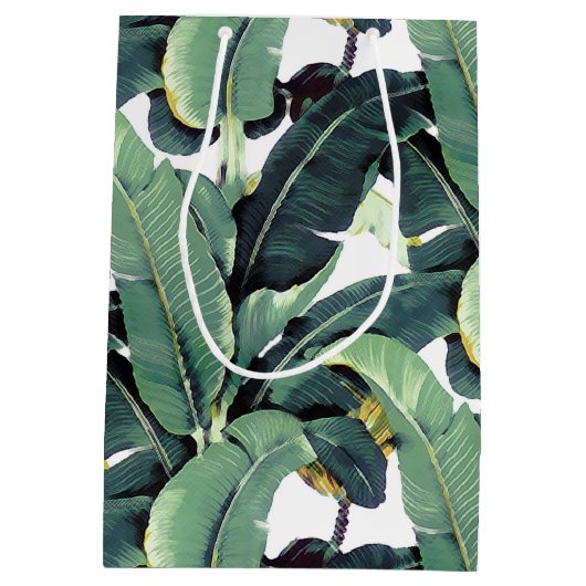 バナナはヤシの木に熱帯中型のギフトバッグを去ります ミディアムペーパーバッグ (裏面)