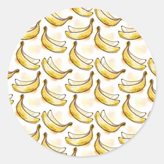 バナナを使った模様 ラウンドシール (正面)