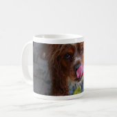 バナナを持った濡れた犬 コーヒーマグカップ (正面左)