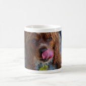 バナナを持った濡れた犬 コーヒーマグカップ (中央)