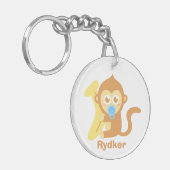 バナナを持つかわいい漫画のベビー猿 キーホルダー (正面左)