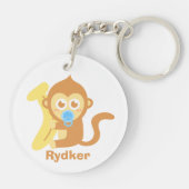 バナナを持つかわいい漫画のベビー猿 キーホルダー (裏面)