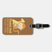 バナナを持つかわいい漫画のベビー猿 ラゲッジタグ (正面横)