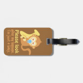 バナナを持つかわいい漫画のベビー猿 ラゲッジタグ (裏面横)